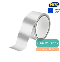 Стрічка клейка високотемпературна, алюмінієва, 40 мікрон, HPX 120°С 50 мм x 10 м