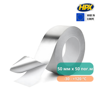 Стрічка клейка високотемпературна, алюмінієва, 40 мікрон, HPX 120°С 50 мм x 50 м