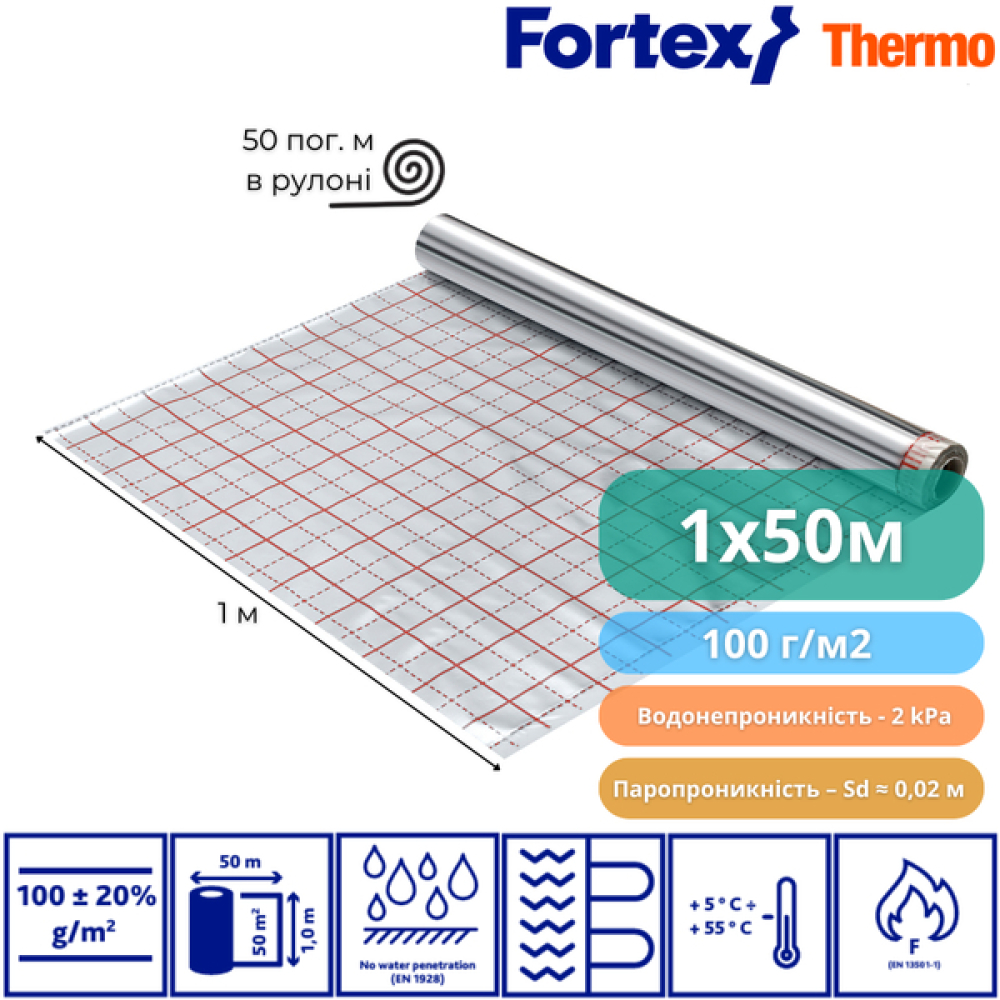 Плівка для теплих підлог Fortex Thermo, 1 х 50м, 50 м2 - (зображення3)
