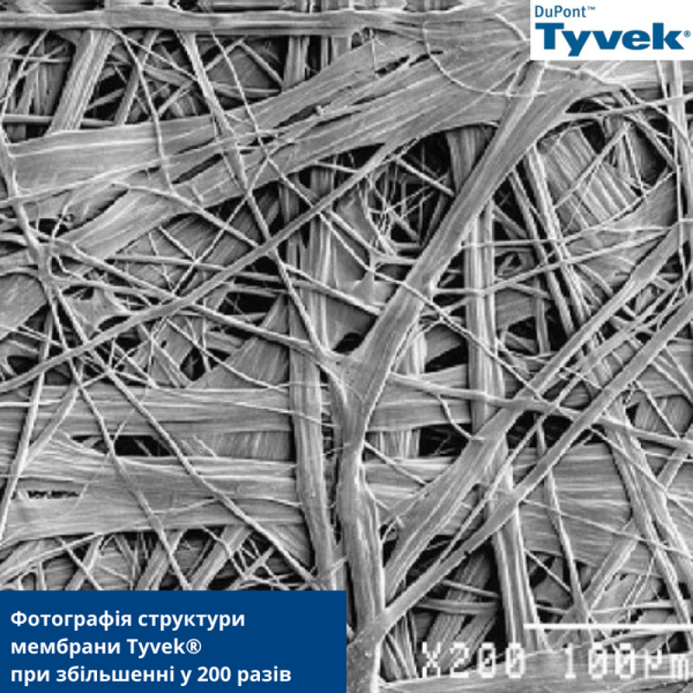 Супердифузійна мембрана TYVEK PRO + Tape з клейкою стрічкою, 1,5 x 50 м, 75 м2, 124 г/м2 - (зображення9)