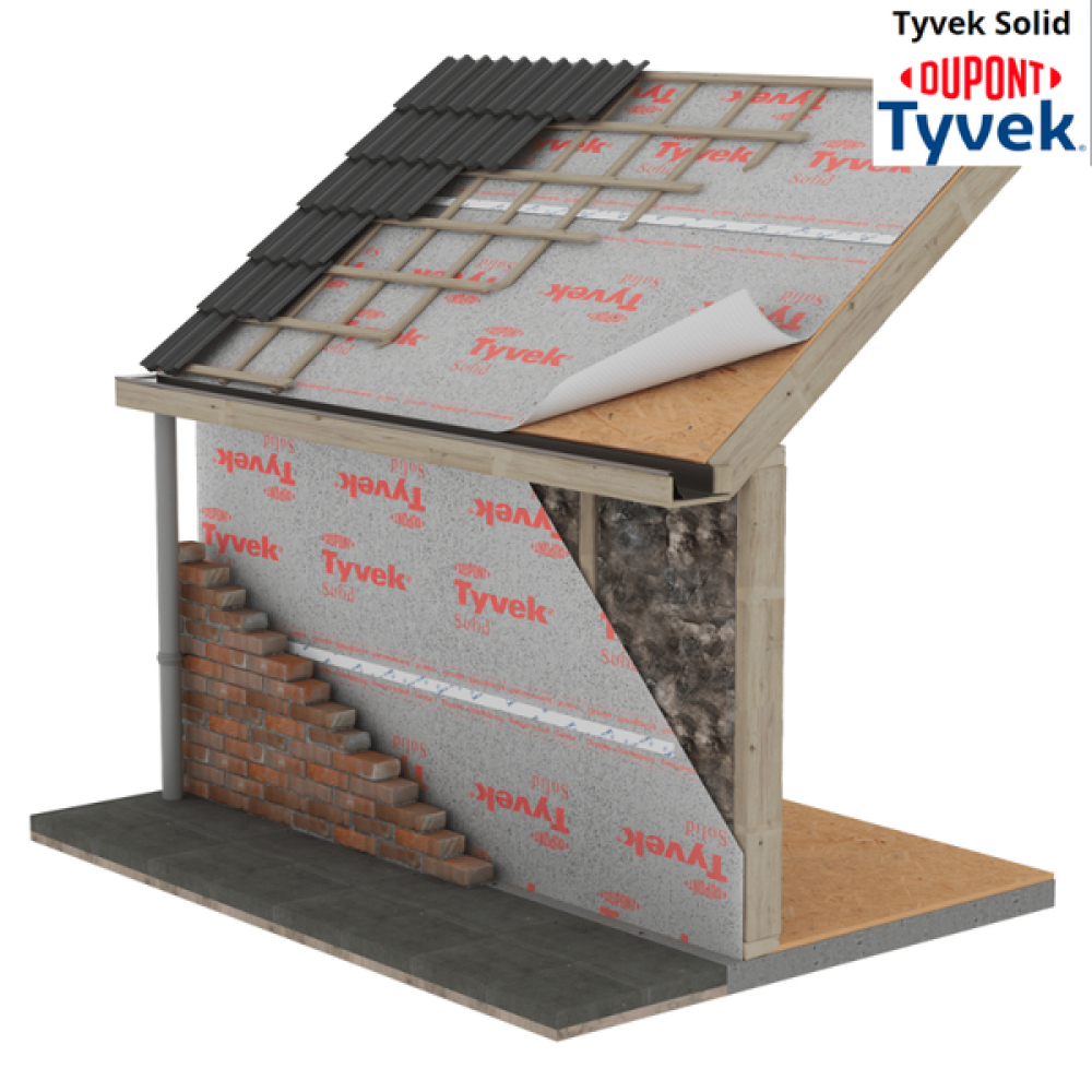 Супердифузійна мембрана Tyvek Solid 1,5 x 50 м, 75 м2, 82 г/м2 - (зображення5)