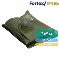 Тент защитный ламинированный, водостойкий Fortex 3 х 5 м, 15 м2, 90 г/м2, зеленый