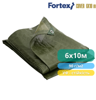 Тент защитный ламинированный, водостойкий Fortex 6 х 10 м, 60 м2, 90 г/м2, зеленый