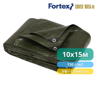 Тент защитный ламинированный, водостойкий Fortex 10 х 15 м, 150 м2, 130 г/м2, зеленый